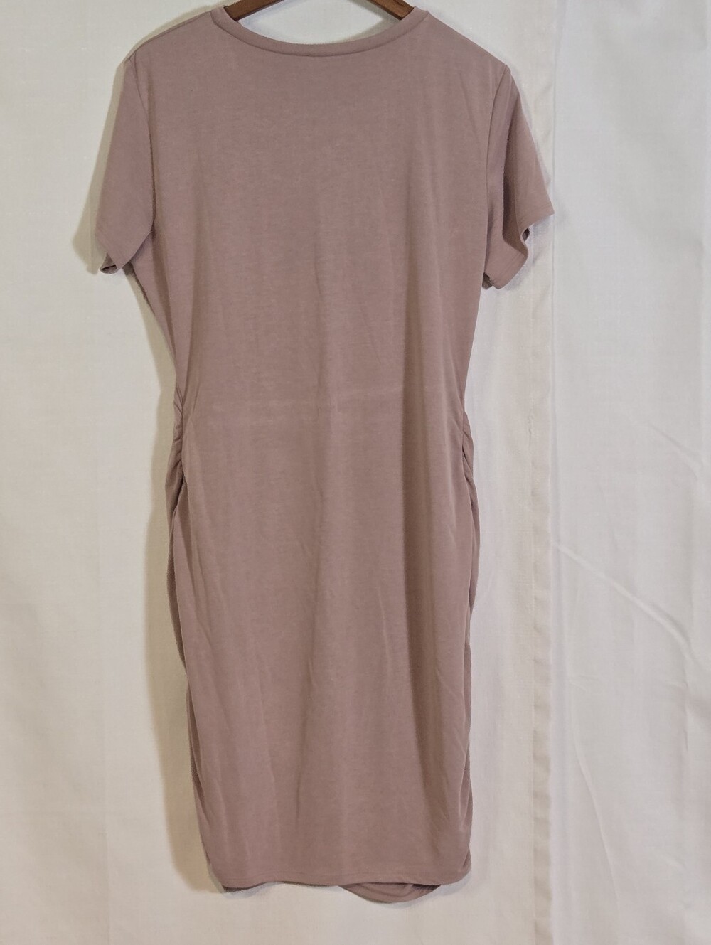 Express T Shirt Body Con Ruched Sided Mini Dress Dusty Pink Wmns L